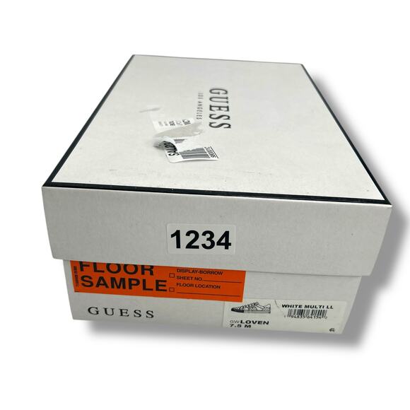 NEW Guess White Sneakers 7.5 Gold Embellished Loven Lace Up Sneakers Quilted - Picture 7 of 13